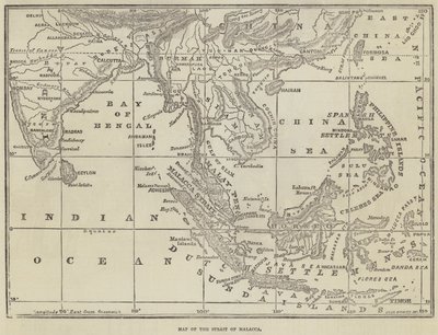 Mapa del Estrecho de Malaca de John Dower